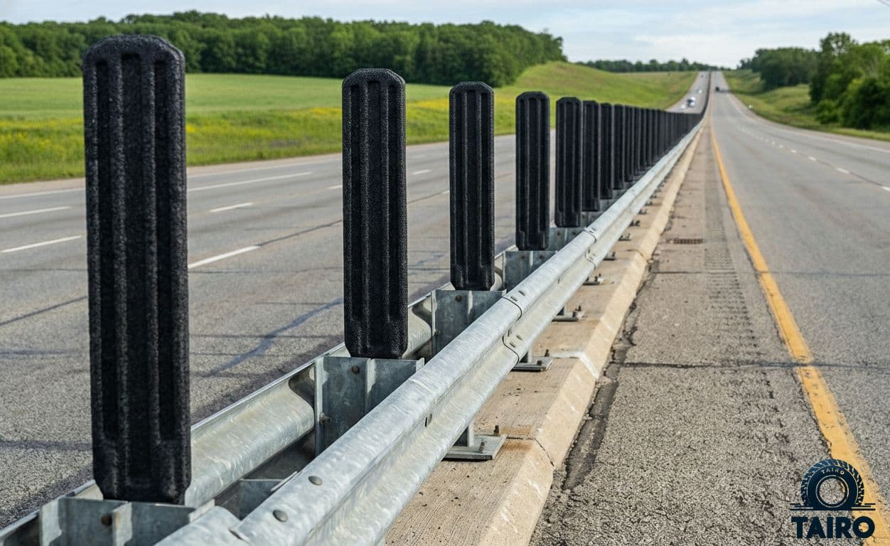 Baliză autostrăzi, drumuri expres, zone cu mediană și sensuri giratorii, fabricat 90% cauciuc reciclat